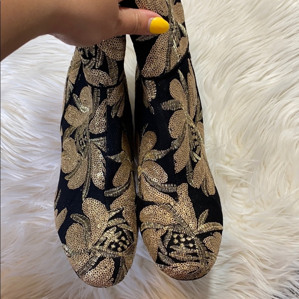 Steve Madden black and gold heeled glitter booties - Picture 2 of 6